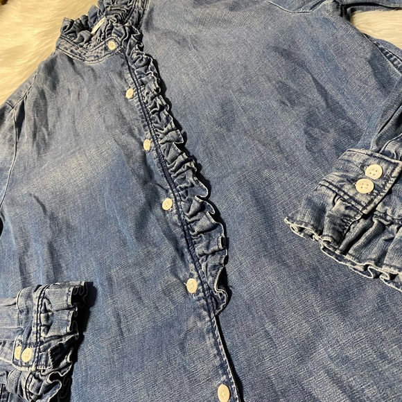 Frame Chambray Ruffle Shirt - Picture 13 of 14